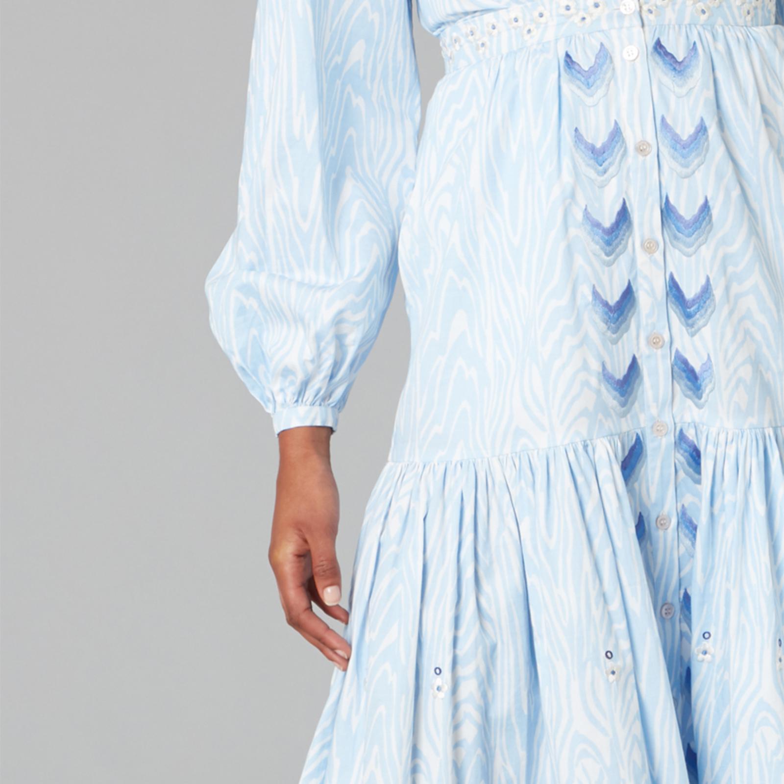 Blue Valerie Print Cotton Skirt - BrandAlley