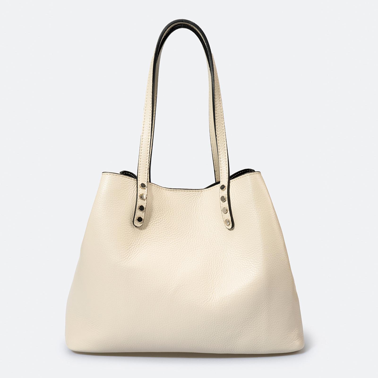 Lock Me Top Handle Bag in Light Beige Grained Leather main image 0