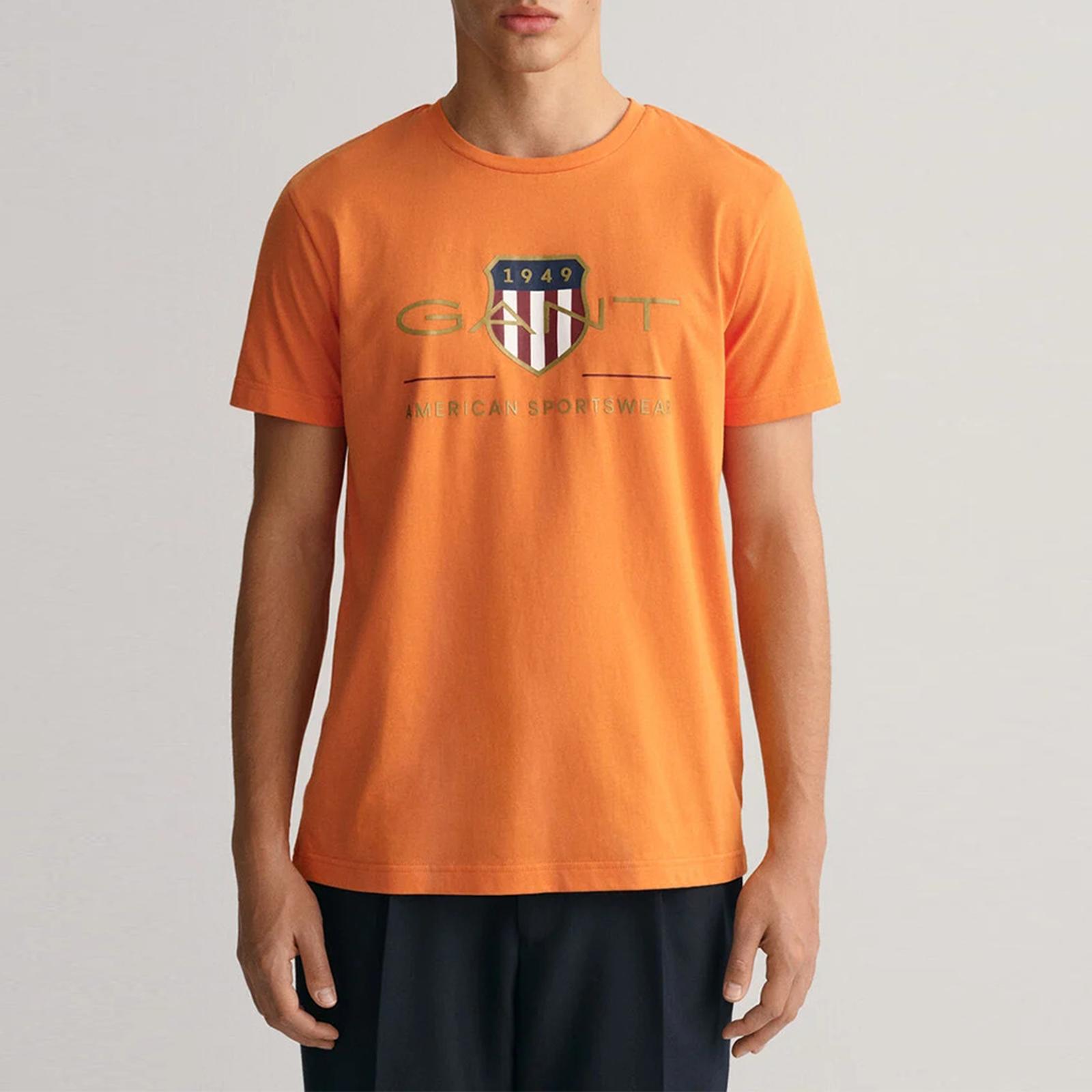Orange Shield Logo Graphic Cotton T-Shirt - BrandAlley