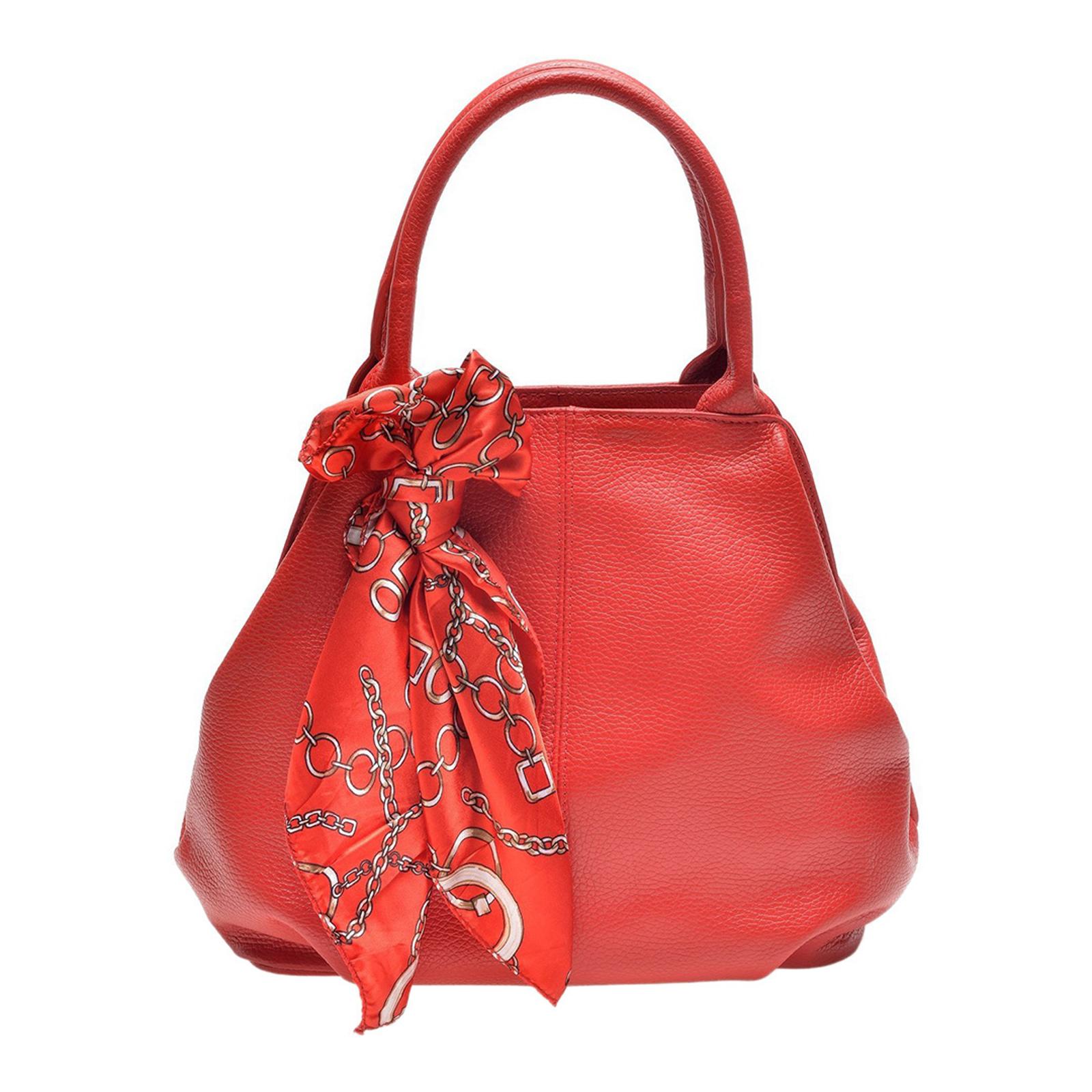 Red Leather Top Handle Bag - BrandAlley