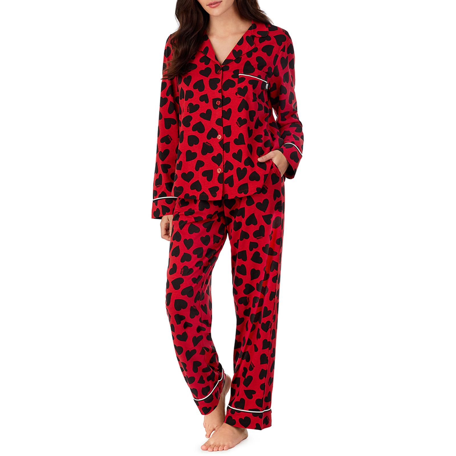 Red Brick Hearts Winter Refresh Notch Collar Pyjamas - BrandAlley