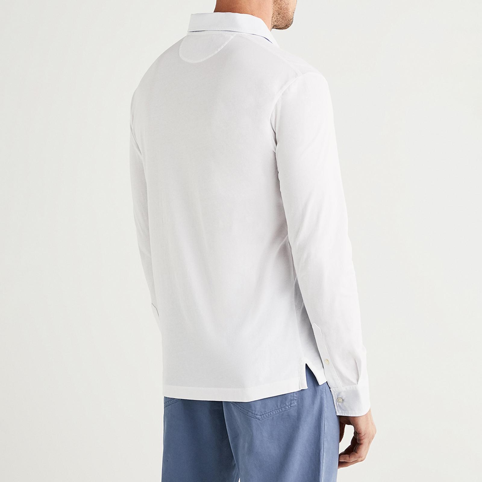 White Long Sleeved Cotton Polo Shirt - BrandAlley