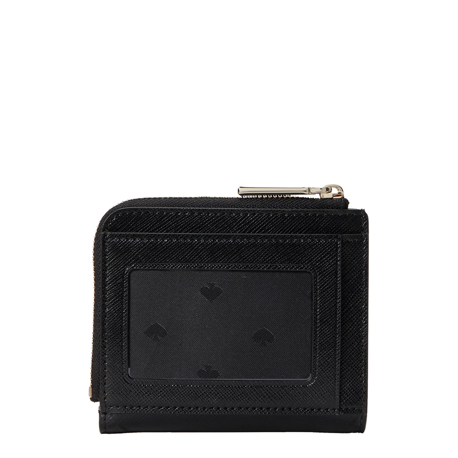 Black Staci Saffiano Leather Small L-Zip Bifold Wallet - BrandAlley