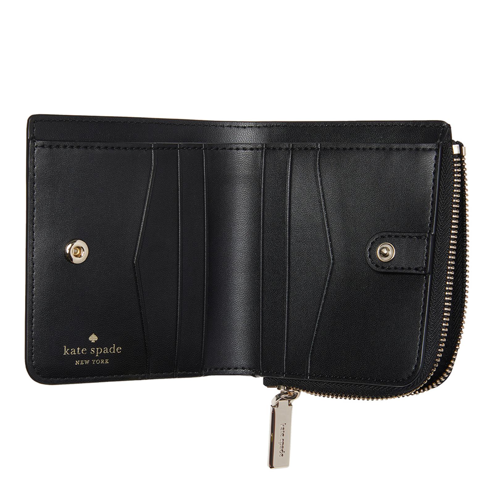 Black Staci Saffiano Leather Small L-Zip Bifold Wallet - BrandAlley