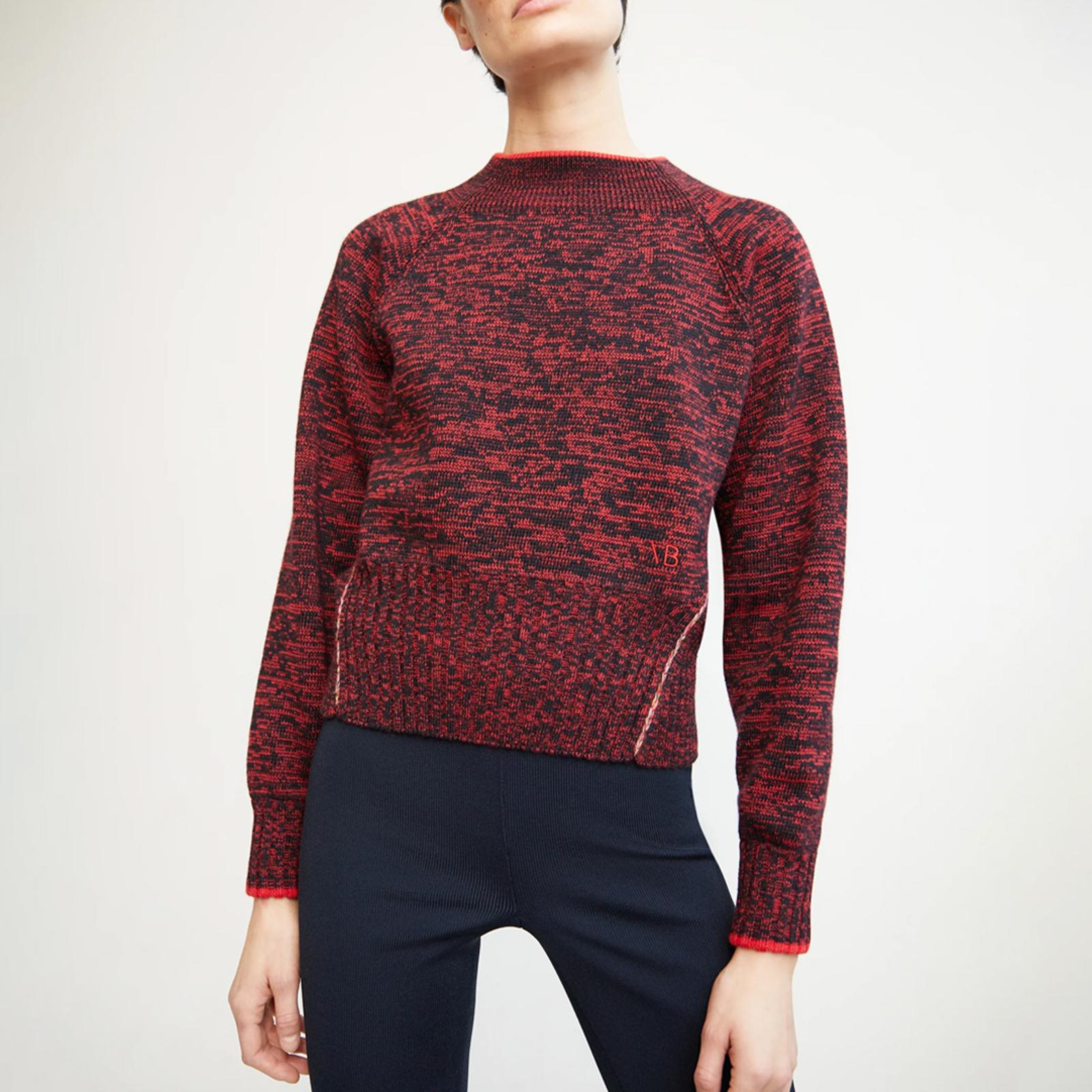 0400~VICTORIA BECKHAM Cropped Jumper with Cowl Neck and Back Embroidered Logo main image 0