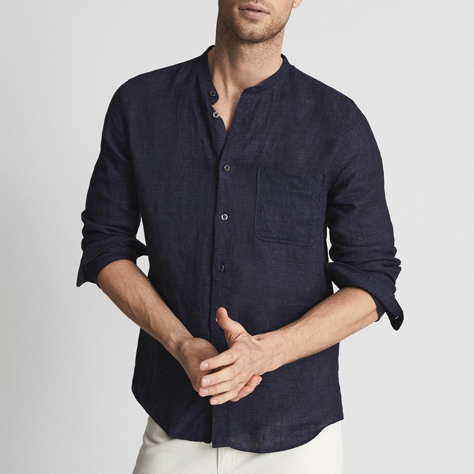 Navy Ocean Linen Shirt - BrandAlley