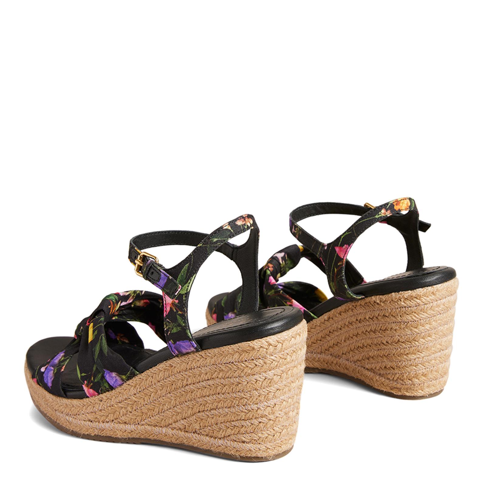 Black Cardone Floral Wedge Espadrilles BrandAlley