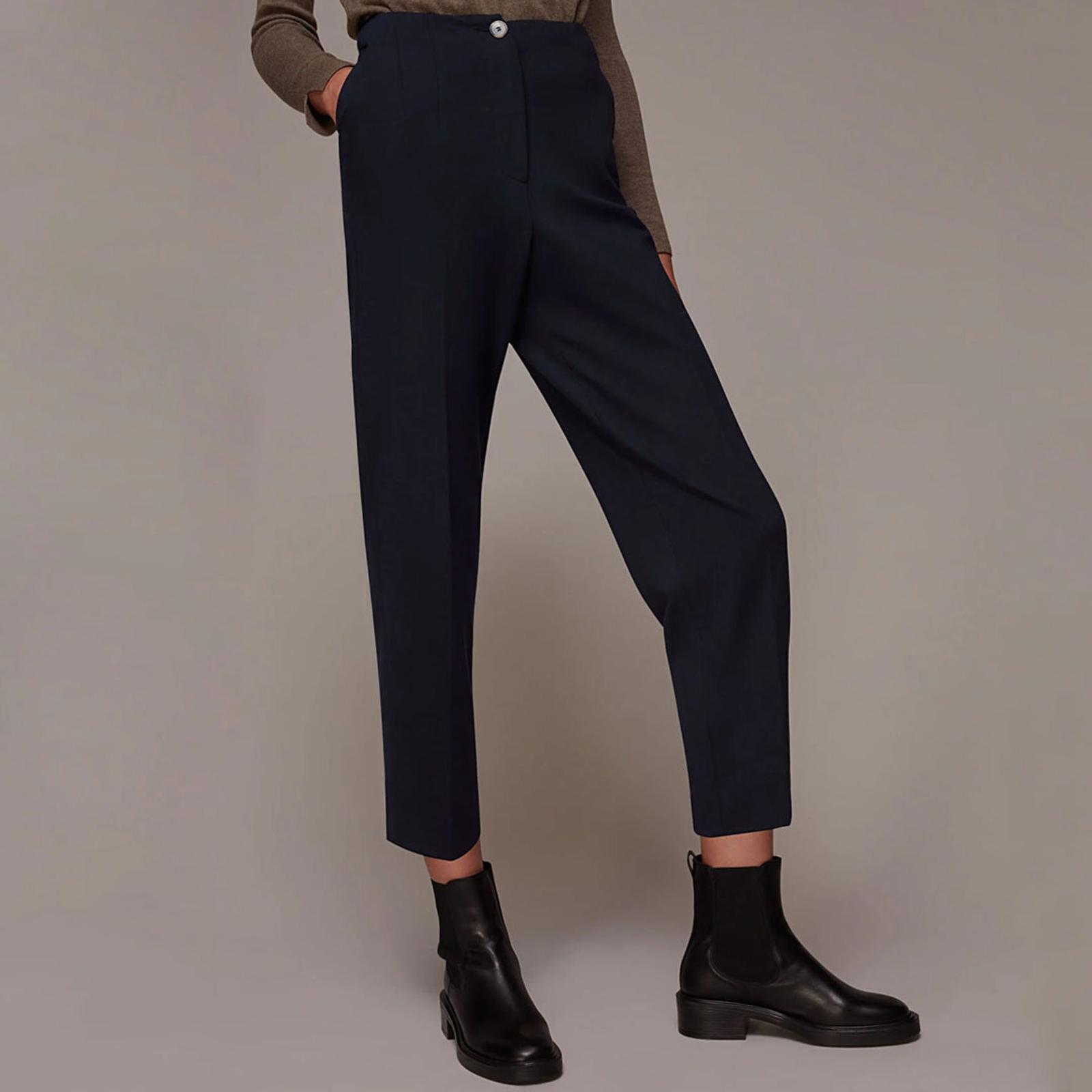 Navy Lila Tapered Ponte Trousers - BrandAlley