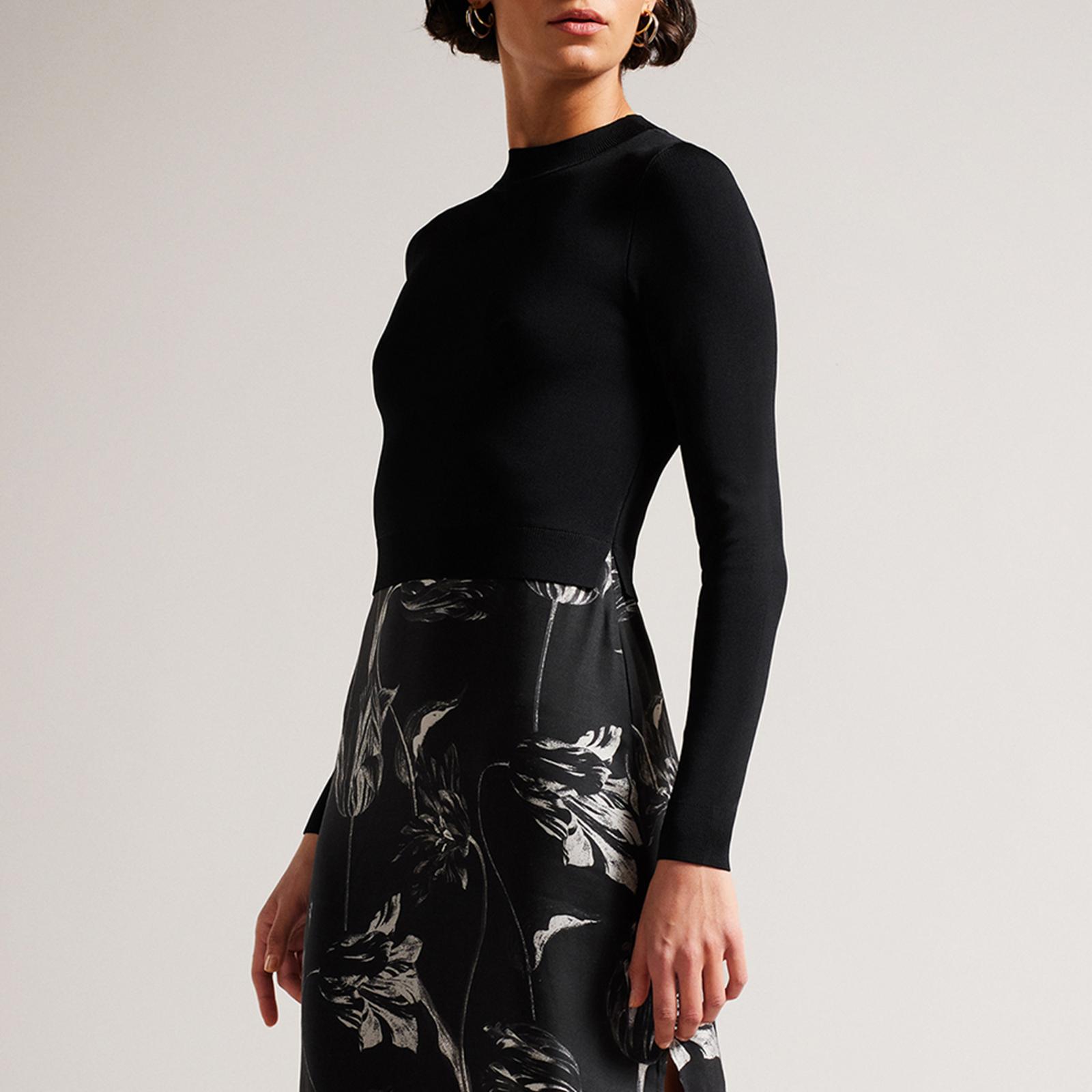 Black Alettaa Knit Bodice Slip Skirt Dress BrandAlley