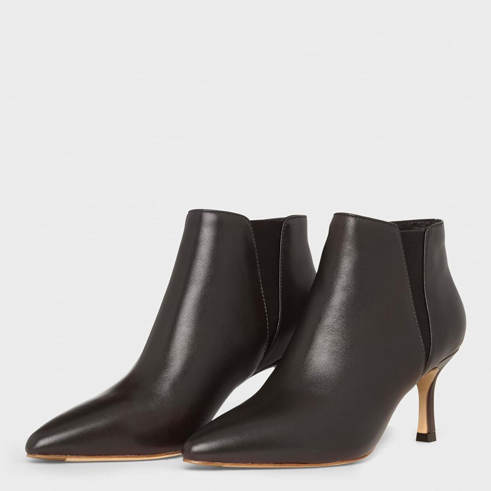 Black Vita Heeled Leather Ankle Boots - BrandAlley