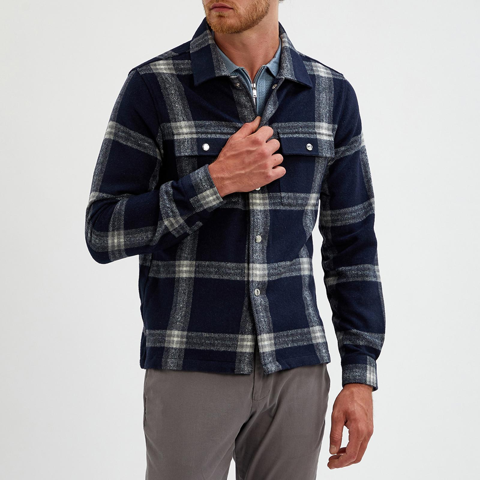 Navy Mars Brushed Cotton Check Shirt - BrandAlley