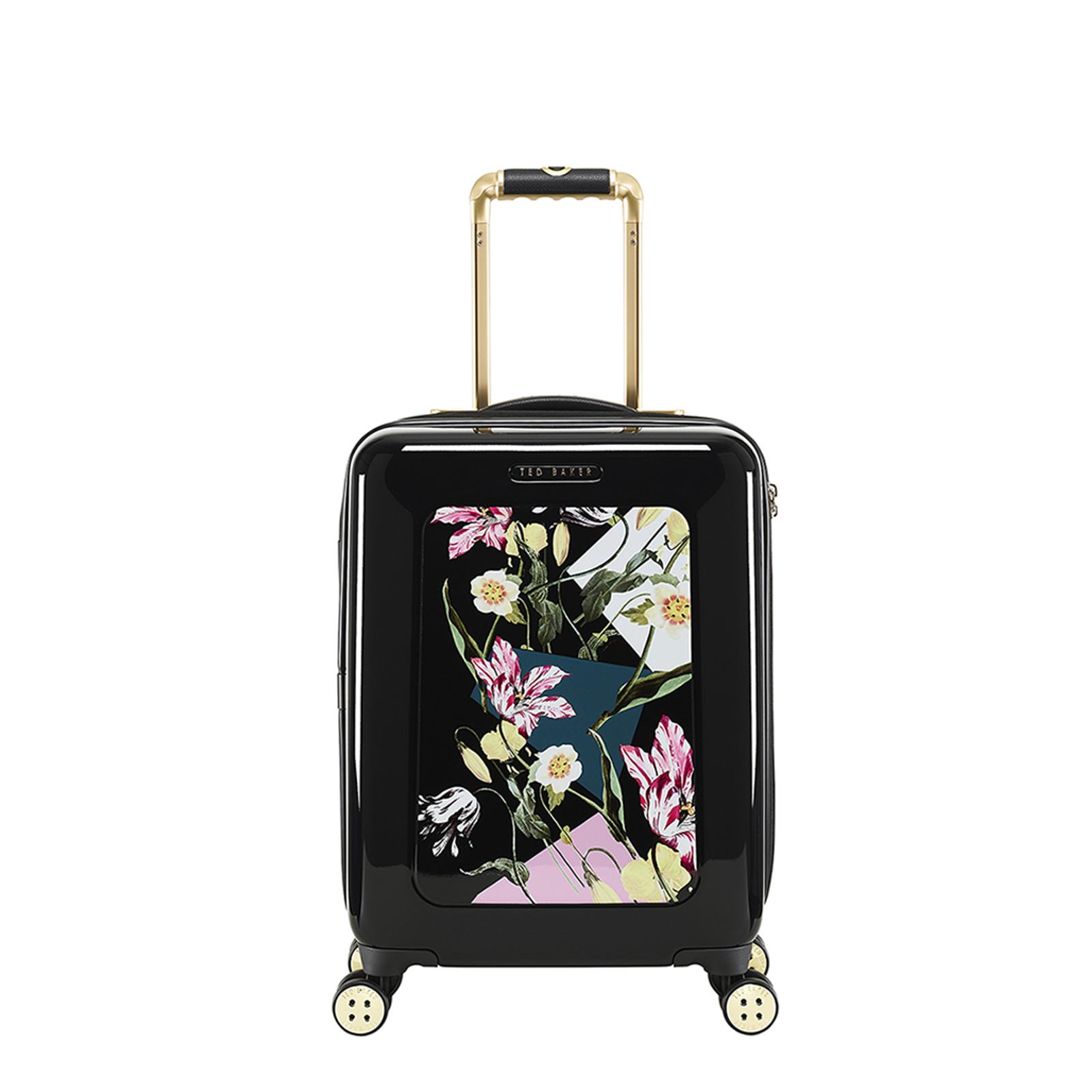 Black Take Flight Spliced Floral Small 4 Wheel Suitcase - BrandAlley