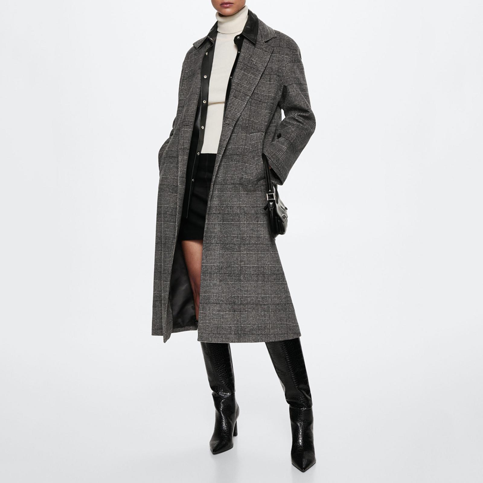 Grey Check Longline Coat BrandAlley