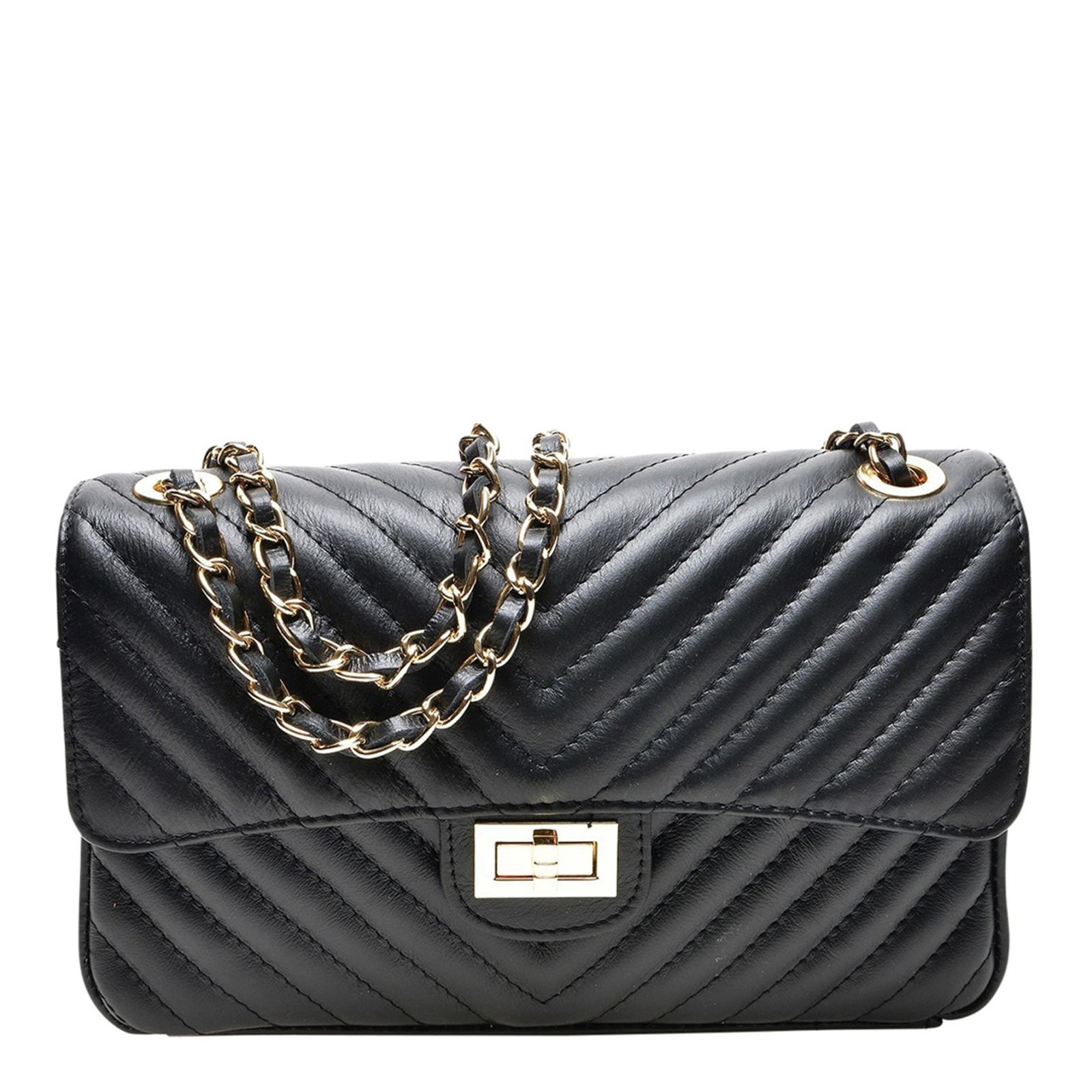 Black Italian Leather Shoulder Bag BrandAlley