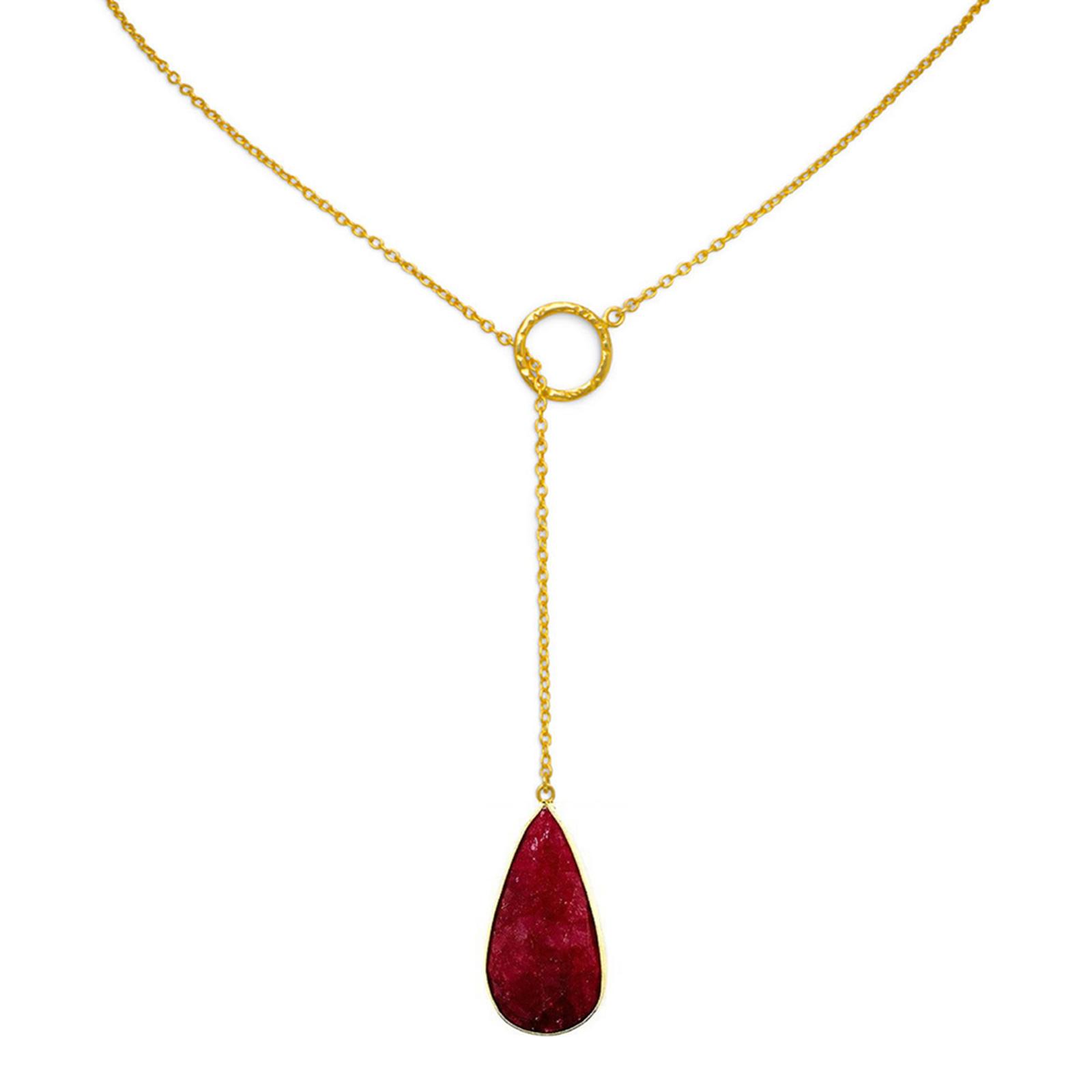 18K Gold Ruby Lariat Necklace - Accessories & Handbags - Women - BrandAlley