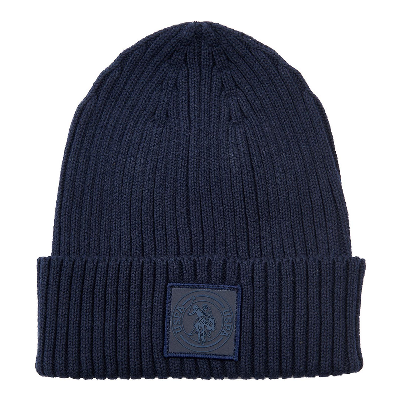 Navy Cotton Badge Beanie - BrandAlley
