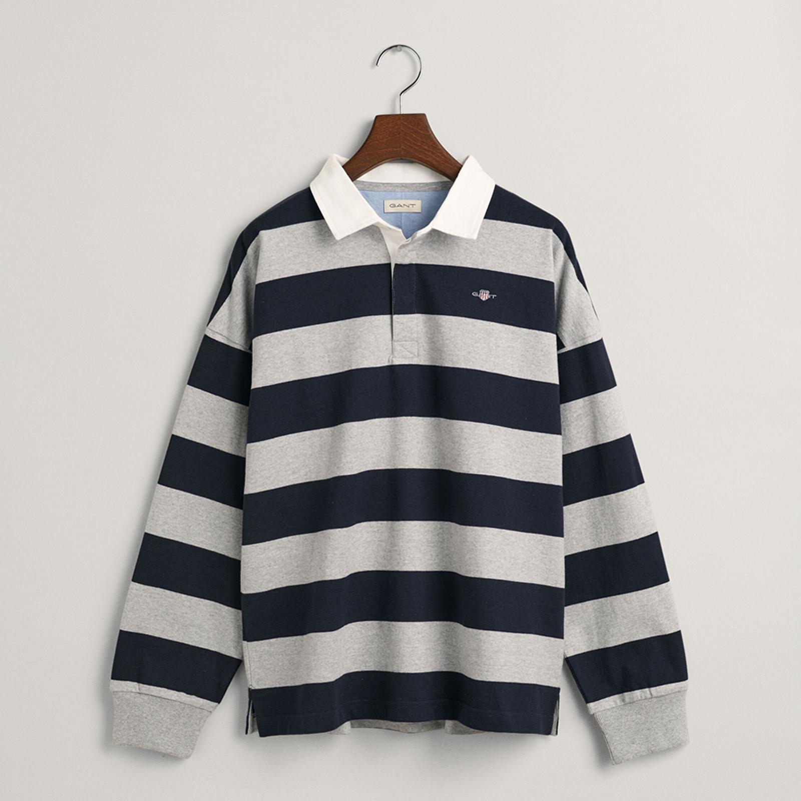 Teen's Navy Striped Long Sleeve Cotton Polo Shirt - BrandAlley