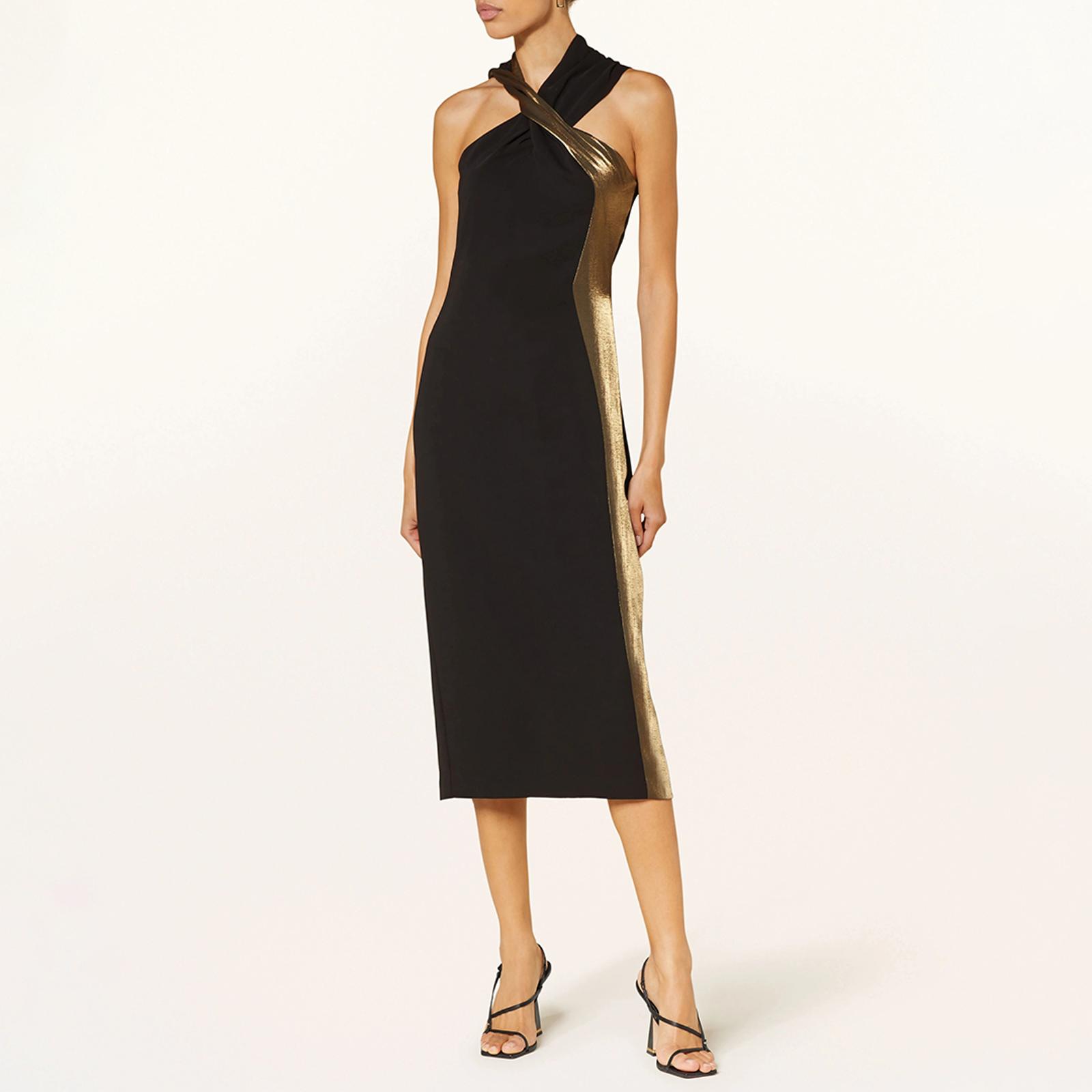 Black Carla Metallic Panel Fitted Dress BrandAlley