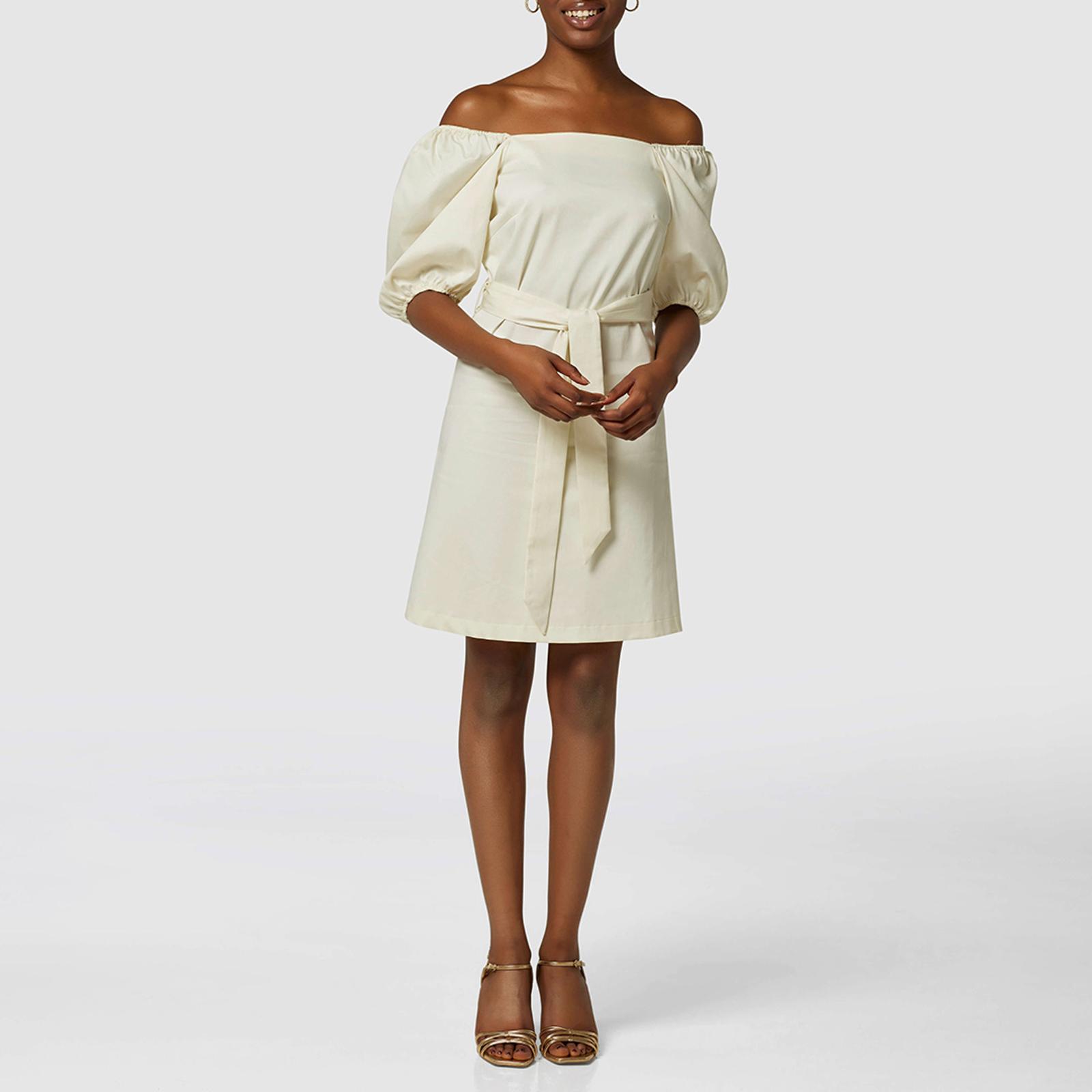 mini dresses woman Women's House of Cards Ivory Halter Neck Mini Dress | Color: White | Size: L