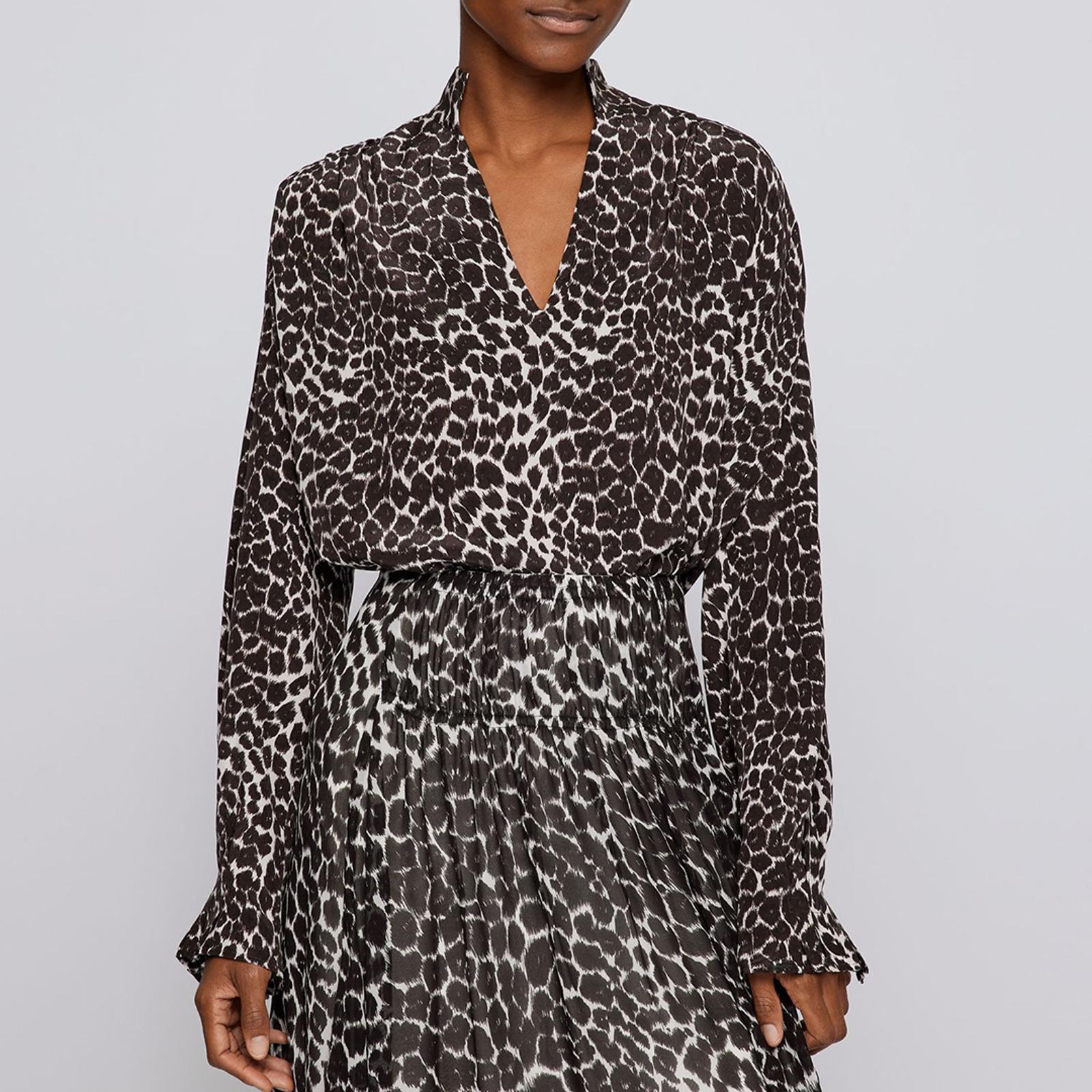 V-Neck Silk Top in Choco by Alysi main image 0