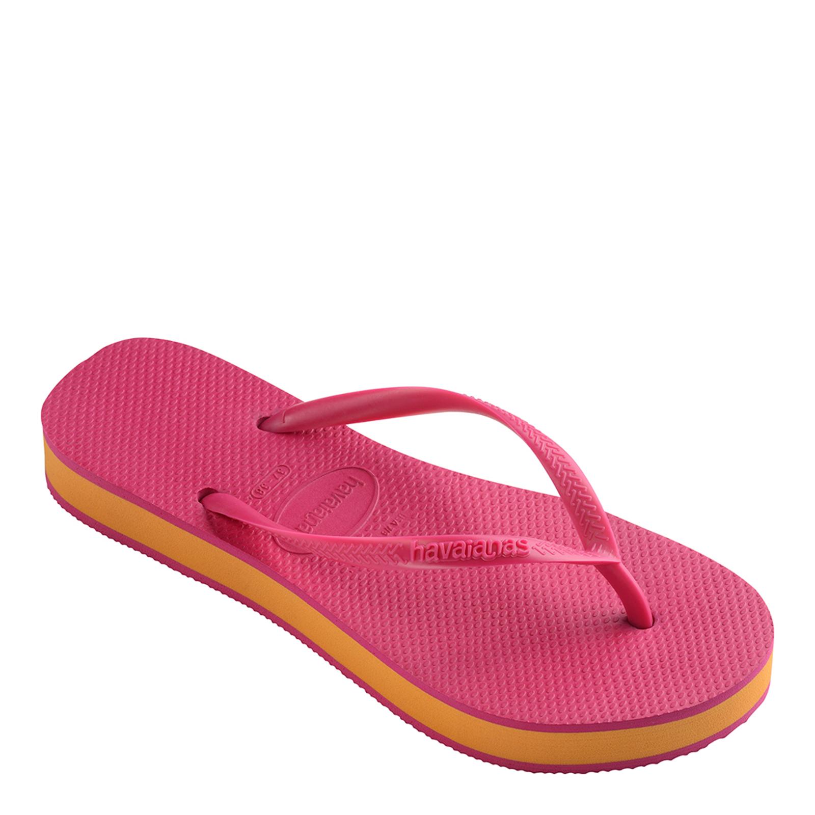 Women Pink Slim Flatform Flip Flops - BrandAlley