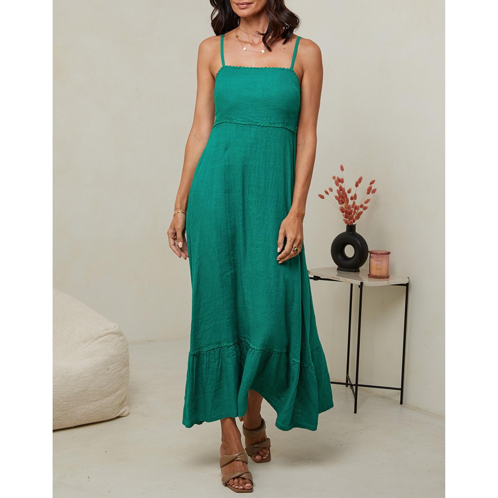 Green Linen Midi Dress - BrandAlley