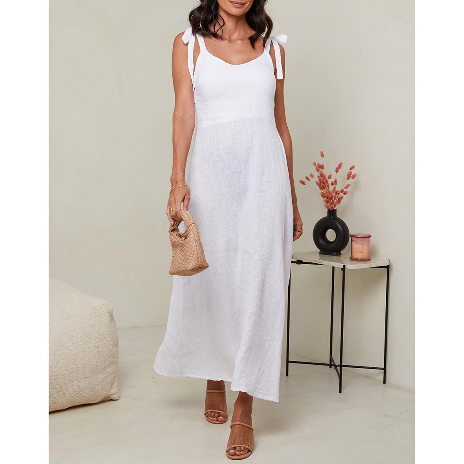 White Tie Strap Linen Dress BrandAlley