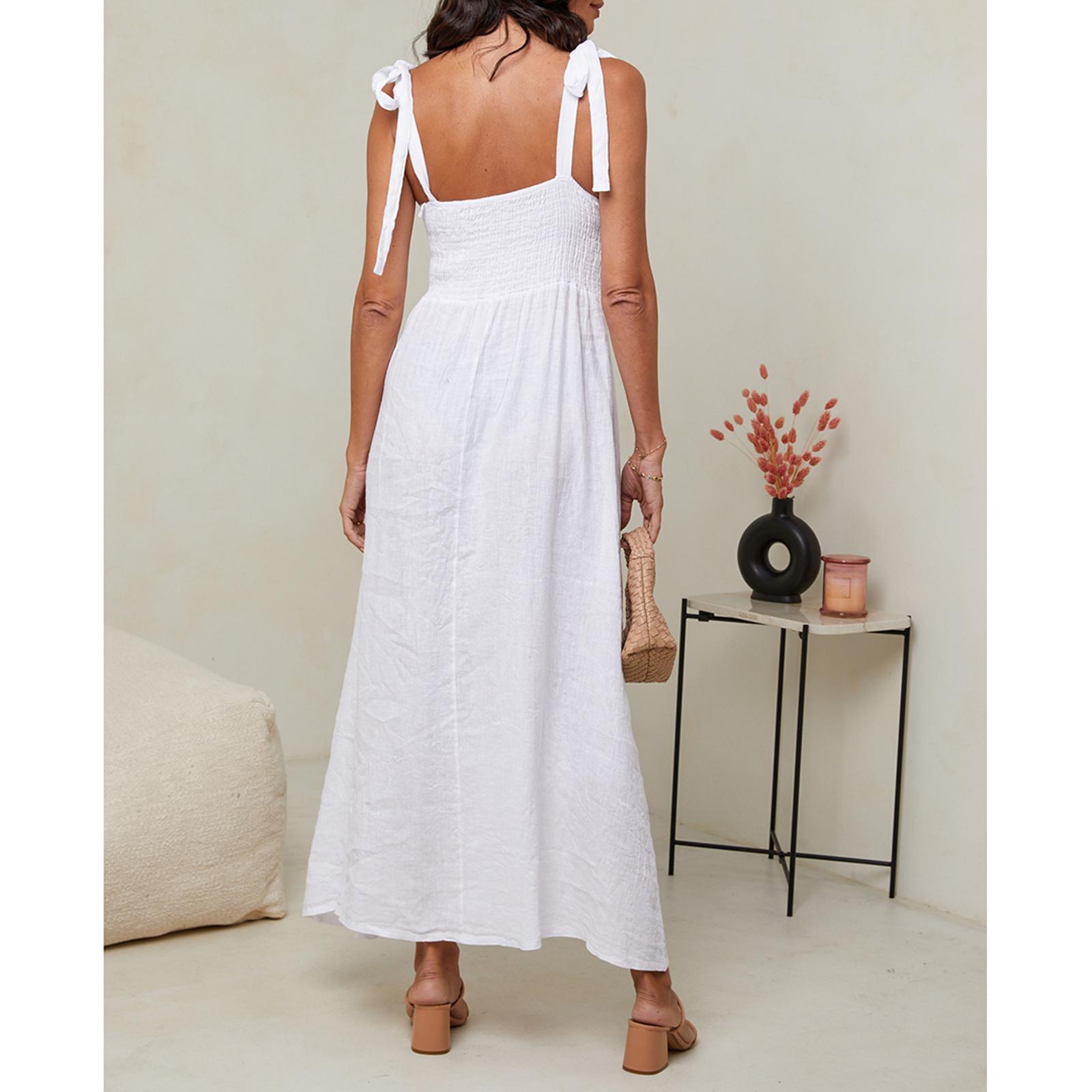 White Tie Strap Linen Dress BrandAlley