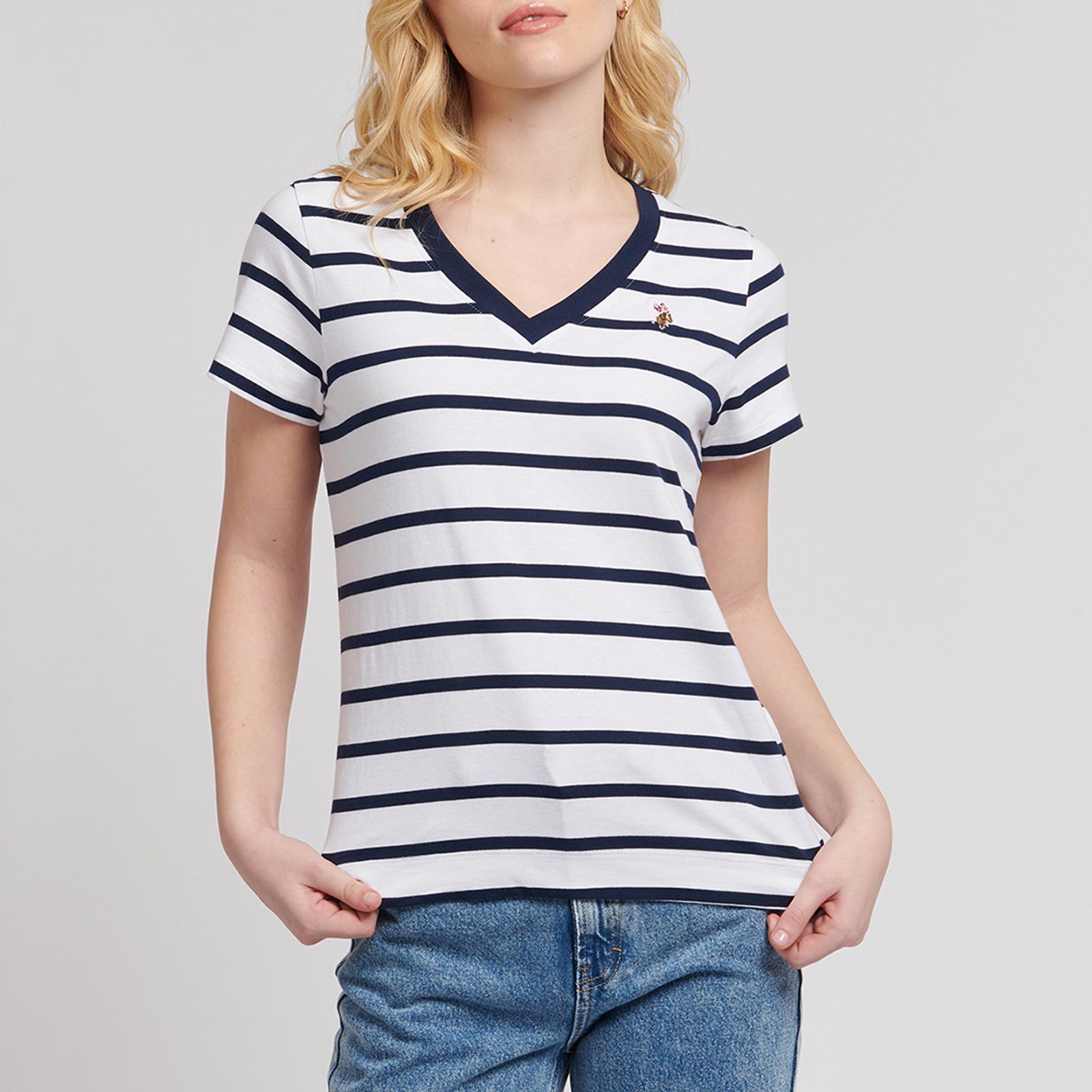 Nautical Striped V Neck Top main image 1