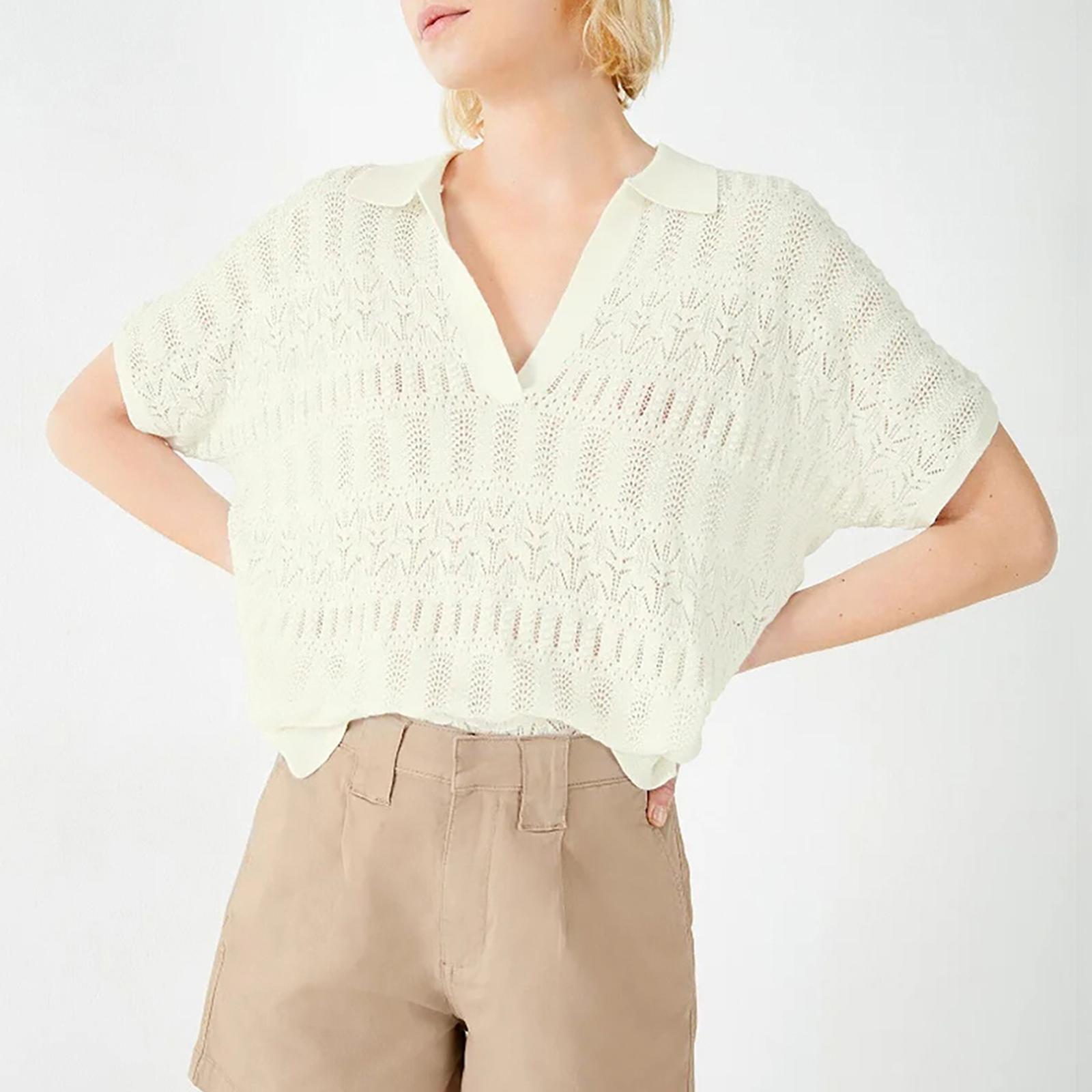 Ecru Ziva Collar Knit Top BrandAlley