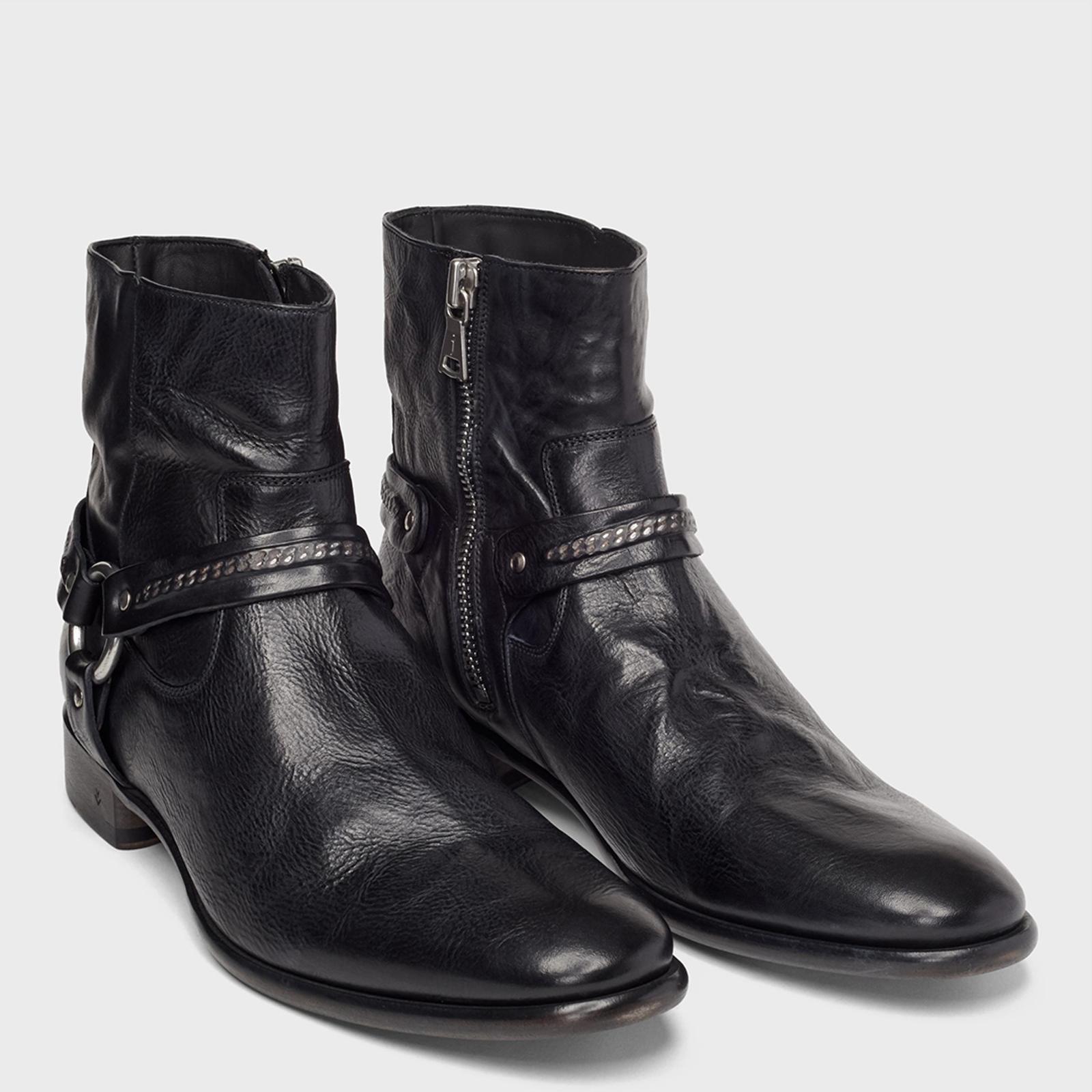 Hot Leathers BTM1008 Men's Black 8-inch Round Toe Engineer Leather Boot With Lug Sole 10
