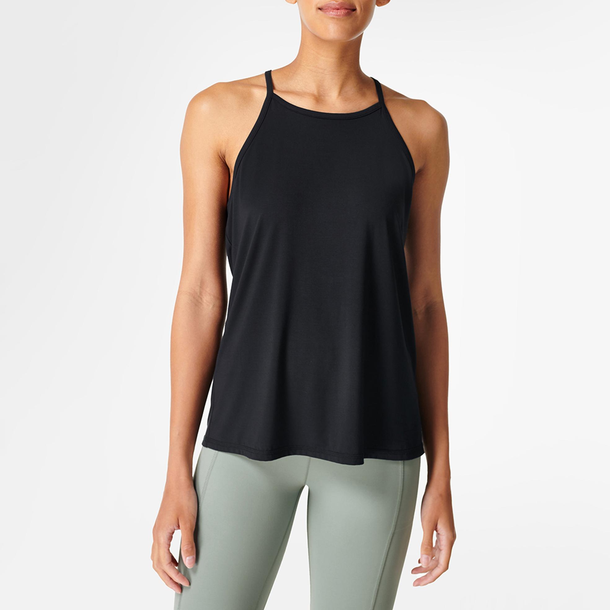 Black Salutation Tie Back Yoga Tank BrandAlley