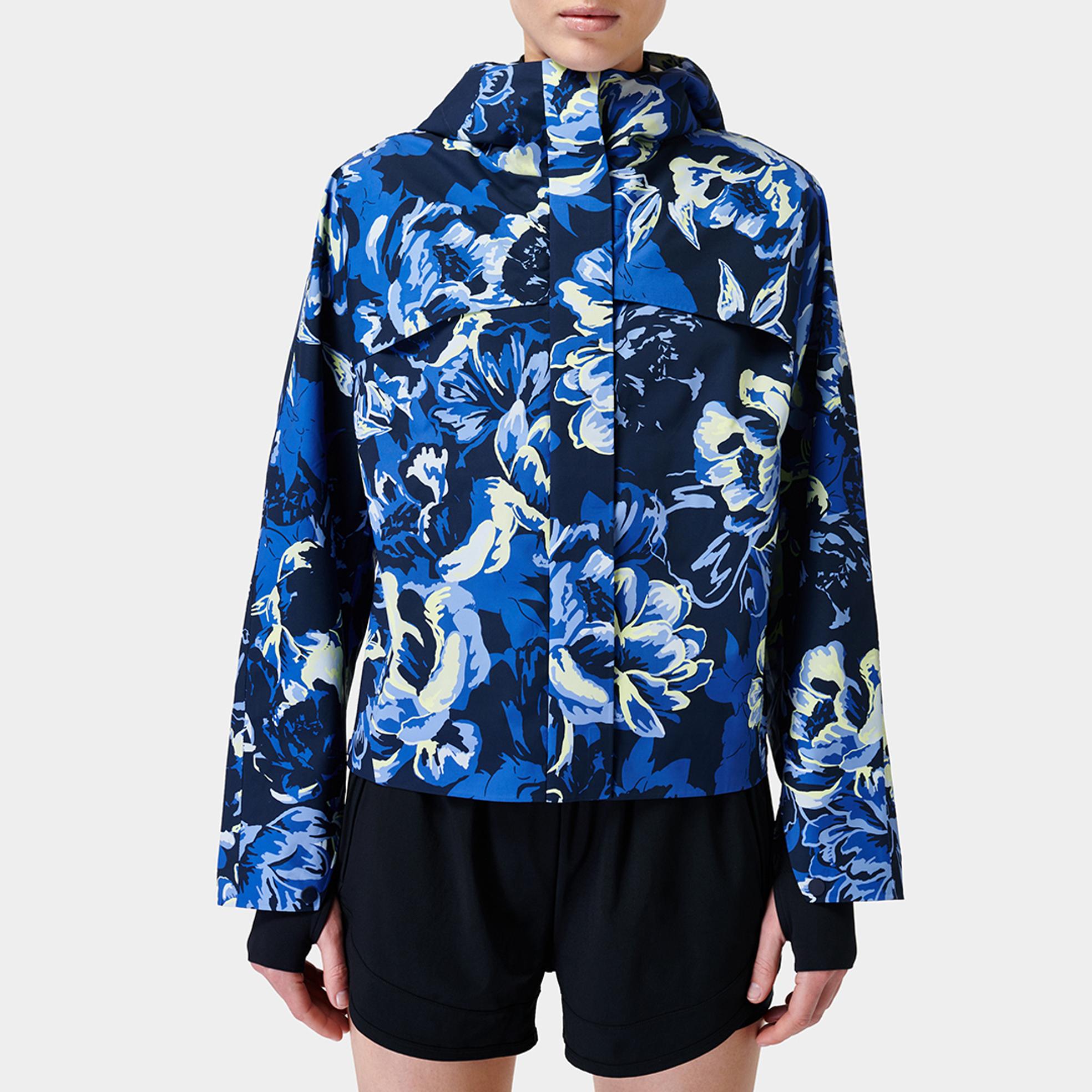 Blue Floral Print Pro Light Cropped Running Jacket BrandAlley