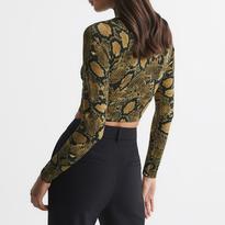 Green Farah Animal Print Cropped Top