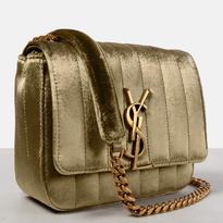 Saint Laurent Gold YSL Vicky Chain Bag In Small - BrandAlley