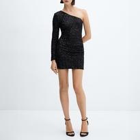 sachin and babi light blue dress Mango Black Asymmetric Sequin Dress