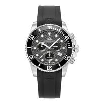 Christophe-Duchamp Men's Black Marine Chrono Rubber Watch 42mm