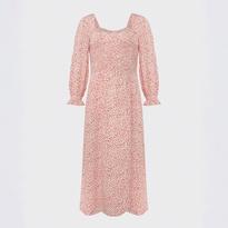Pink Juliet Square Neck Midi Dress