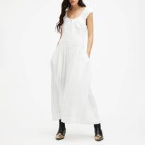White Eliza Ruched Maxi Dress