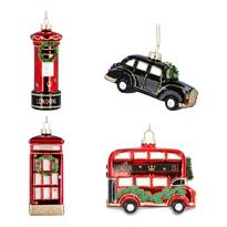 Set of 4 Glass London Decorations