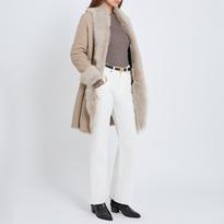 Max and Zac London Chalk Classic 3/4 Shearling Coat - BrandAlley