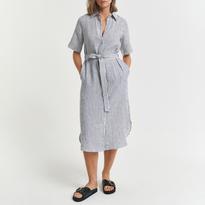 gant linen dress GANT Women Striped Linen Shirt Dress (38) Blue