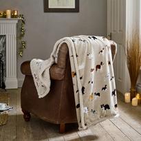 Mixed Dogs 140x180cm Throw, Oatmeal