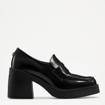 Russell Bromley Women's Black Britney Nappa Heeled Loafers