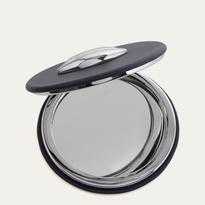 Lulu Guinness Navy Lip Metal Liv Compact Mirror - BrandAlley