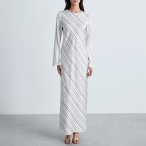 mango striped satin dress MANGO Striped Halter Crossover Satin Maxi Dress NWT Size 6 & 8