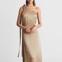delphine one shoulder asymmetric maxi dress Tatiana Velvet One-Shoulder Maxi Eucalyptus main image 1