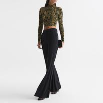 Green Farah Animal Print Cropped Top