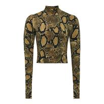 Green Farah Animal Print Cropped Top