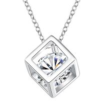 Silver Swarovski Elements Cube Necklace